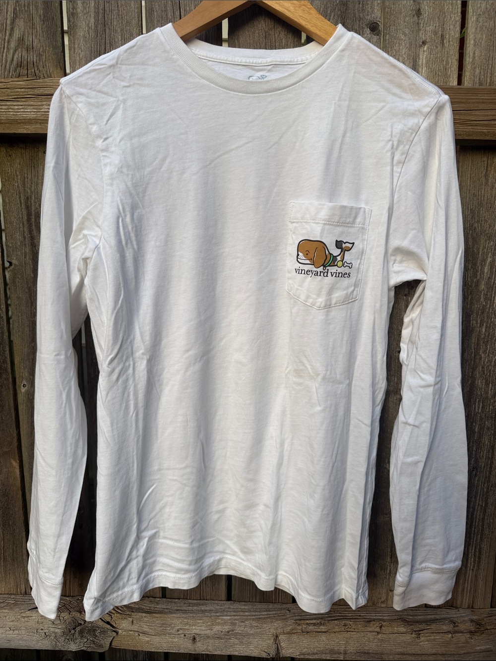 Vineyard Vines Long Sleeve Pocket Tee XS Dog Whale Tennis Ball White